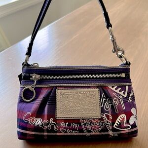 Coach EUC Tartan Purple Poppy Wistlet
